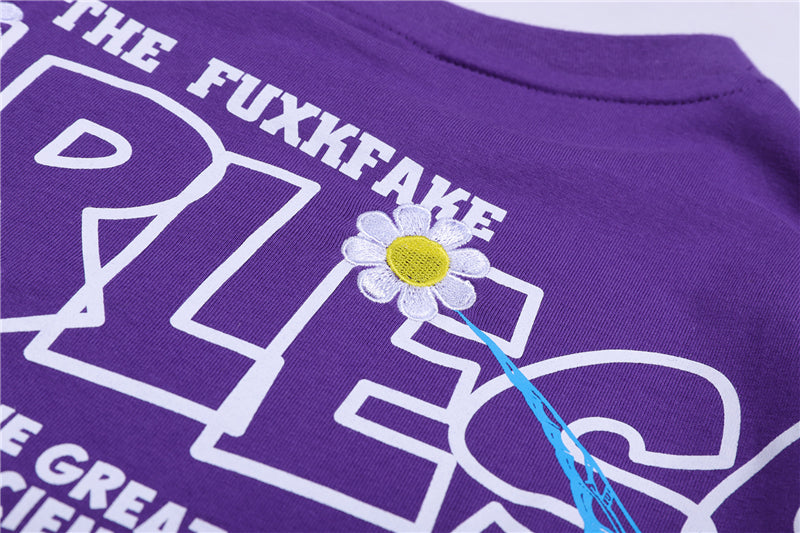 Urban Style Daisy Embroidery Short Sleeve T Shirts Harajuku Hip Hop Casual Tops Men Oversize Tshirts Streetwear Store | Vimost Shop.