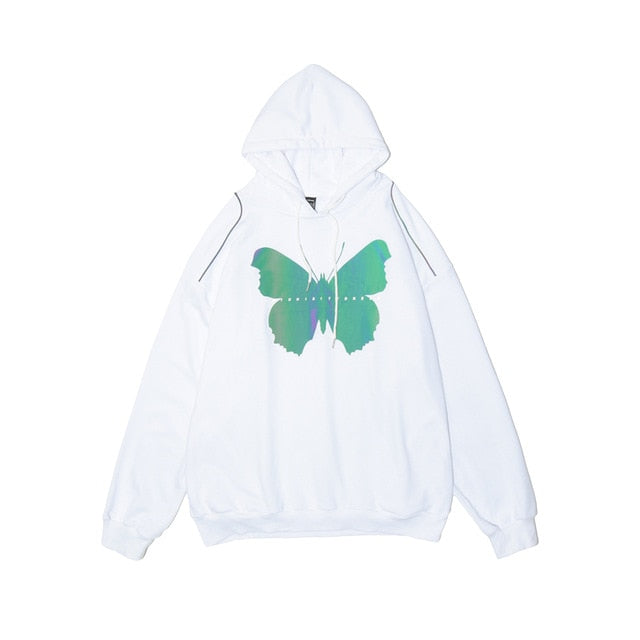 Men Hip Hop Variable Reflective Butterfly Hoodie Sweatshirt Autumn Streetwear Harajuku Oversized Cotton Pullover Hoodie | Vimost Shop.