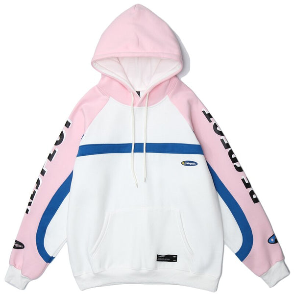 Hip Hop Patchwork Hoodie Sweatshirt Mens Harajuku Hoodie Streetwear HipHop Pullover Fleece Winter Autumn Pink Tops | Vimost Shop.