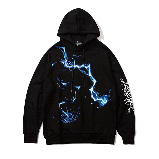 Men Blue Lightning Hoodie Sweatshirt Hip Hop Streetwear Hoodie Pullover Harajuku Autumn Winter Hoodies Cotton | Vimost Shop.