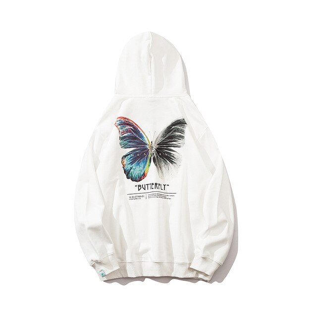 Hip Hop Butterfly Hoodie Sweatshirt Men Harajuku Streetwear Hooded Pullover Cotton Autumn Loose Hoodie Black Clothes | Vimost Shop.