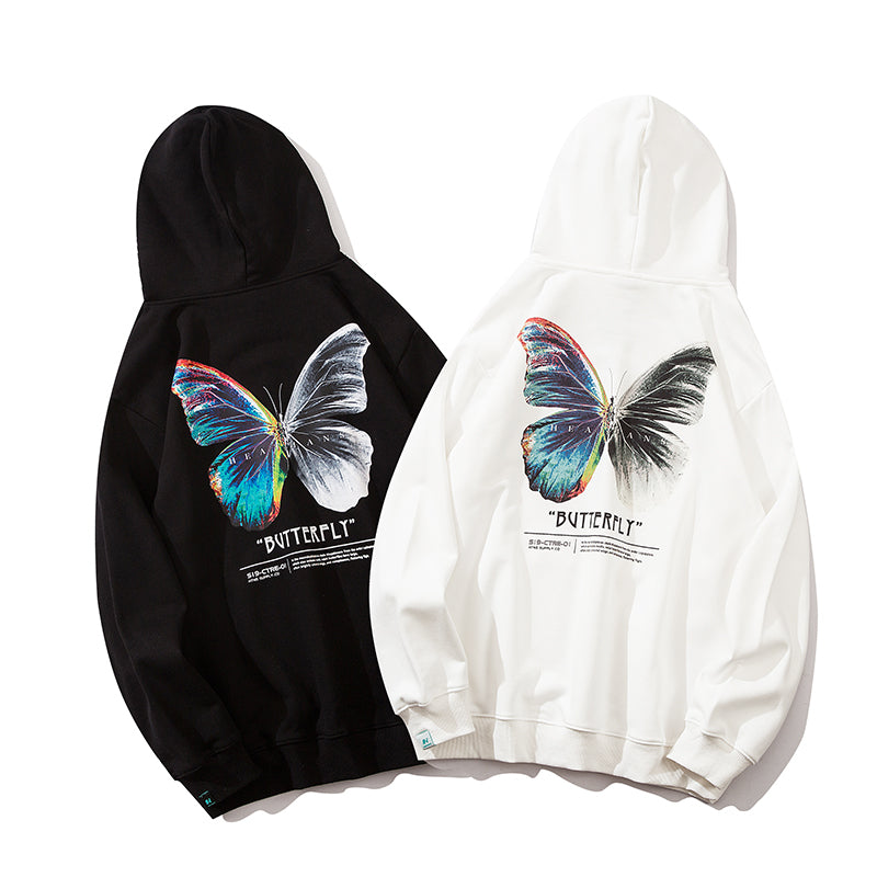 Hip Hop Butterfly Hoodie Sweatshirt Men Harajuku Streetwear Hooded Pullover Cotton Autumn Loose Hoodie Black Clothes | Vimost Shop.