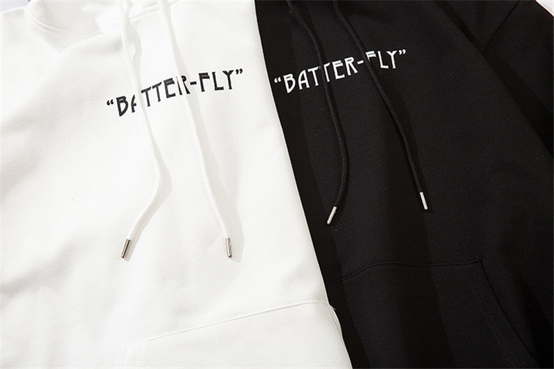 Hip Hop Butterfly Hoodie Sweatshirt Men Harajuku Streetwear Hooded Pullover Cotton Autumn Loose Hoodie Black Clothes | Vimost Shop.