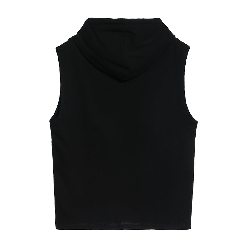 Sleeveless Letter Print Hooded Tops Tees Shirts Summer Men Tank Top Casual Loose Hip Hop Hoodie Clothing | Vimost Shop.