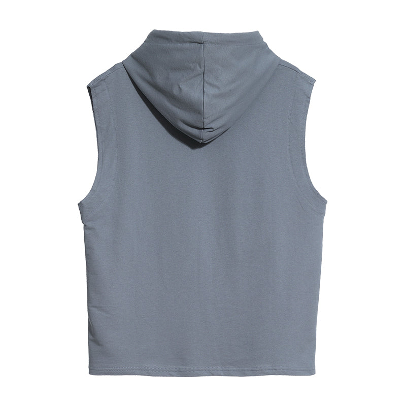 Sleeveless Letter Print Hooded Tops Tees Shirts Summer Men Tank Top Casual Loose Hip Hop Hoodie Clothing | Vimost Shop.