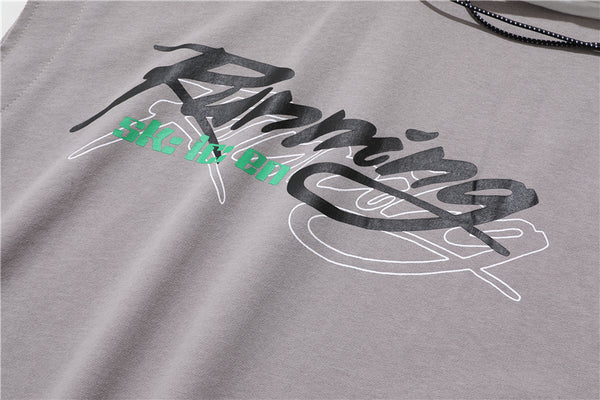 Sleeveless Letter Print Hooded Tops Tees Shirts Summer Men Tank Top Casual Loose Hip Hop Hoodie Clothing | Vimost Shop.