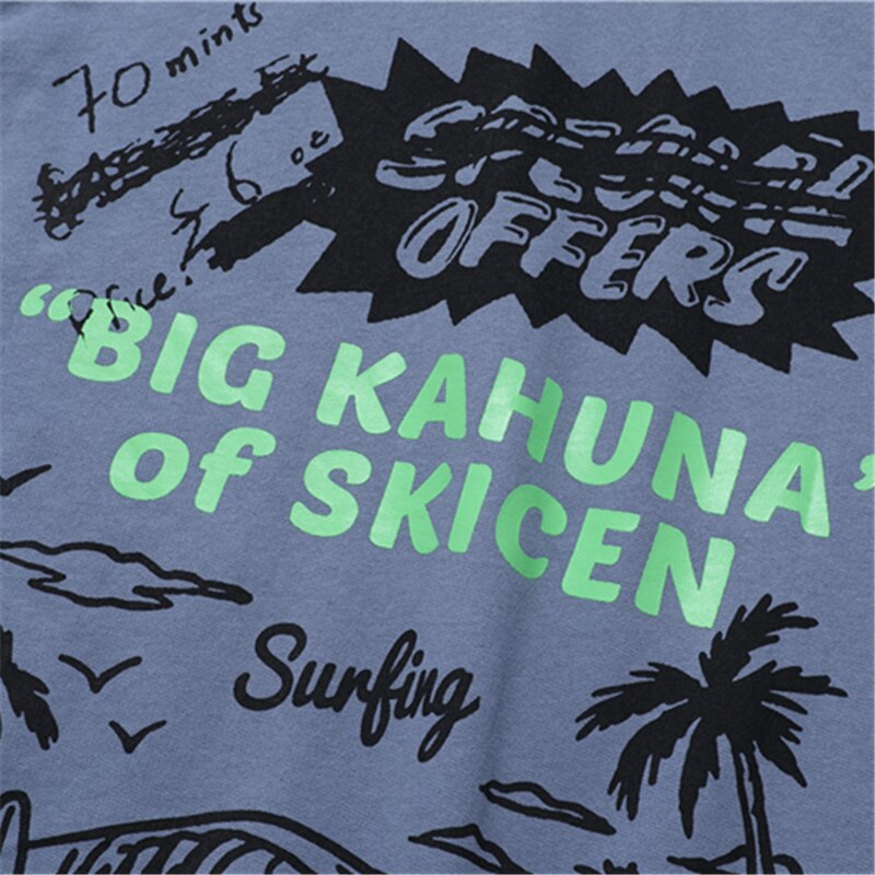 Streetwear Letter Coconut Tree Print Hooded Tops Shirts Summer Men Casual Loose Hip Hop Hoodie Clothing | Vimost Shop.