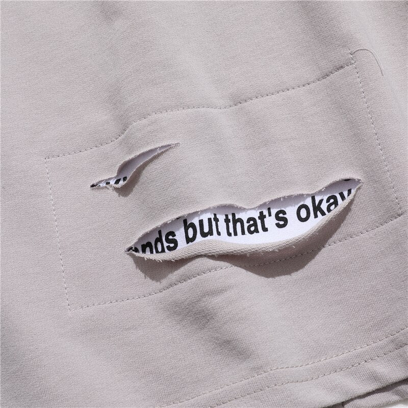 Streetwear Holes Hooded Tops Tees Shirts Summer Men Sportswear Casual Loose Hip Hop cool Hoodie Clothing | Vimost Shop.