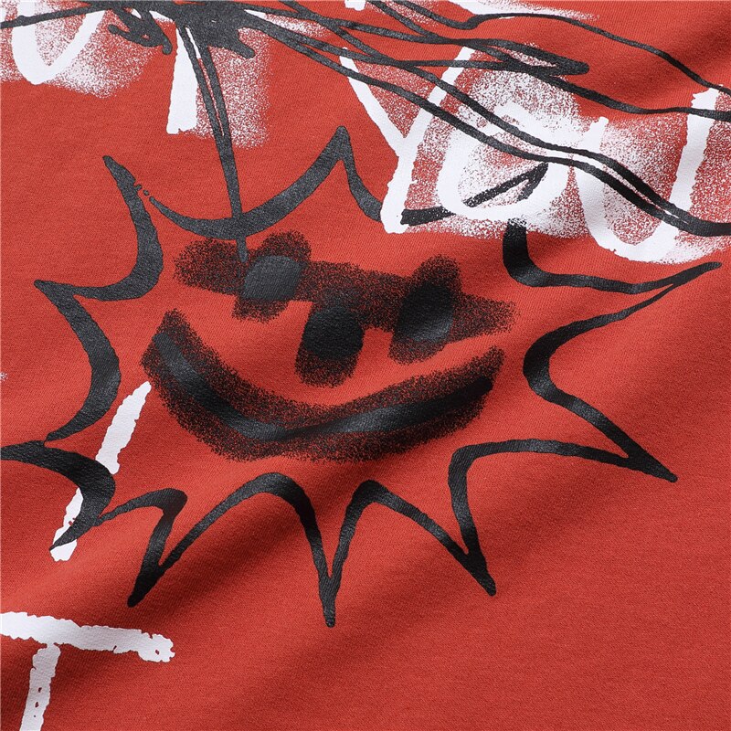 Streetwear Graffiti Hooded Tops Tees Shirts Summer Men  Yellow Casual Loose Hip Hop Hoodie Clothing | Vimost Shop.