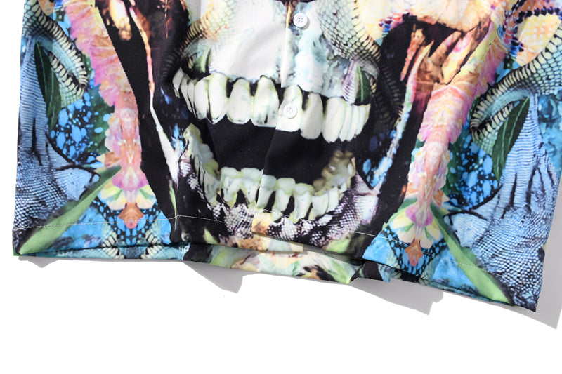 Summer Sunglasses Skull Print Beach Hawaiian Aloha Shirts Mens Casual Short Sleeve Shirt Male Fashion Shirts Top | Vimost Shop.