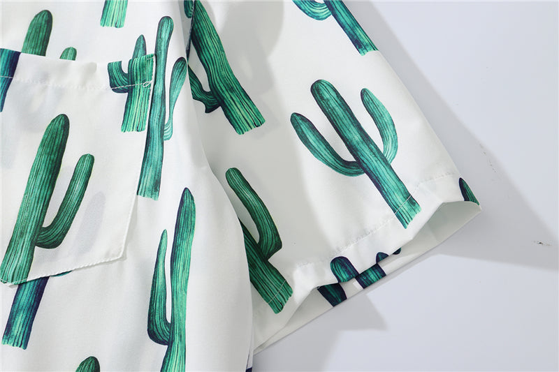 Summer Fashion Full Cactus Print Hawaiian Shirts Streetwear Hip Hop Casual Tropical Beach Short Sleeve Shirt Men Tops | Vimost Shop.