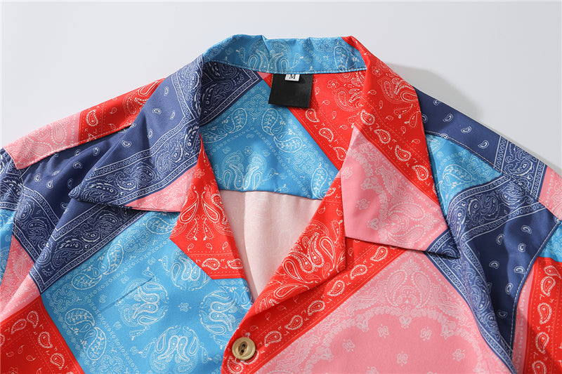 Fashion Harajuku Patchwork Hawaiian Shirts Streetwear Hip Hop Casual Vintage Beach Camisas Shirt Summer Men Purple Tops | Vimost Shop.
