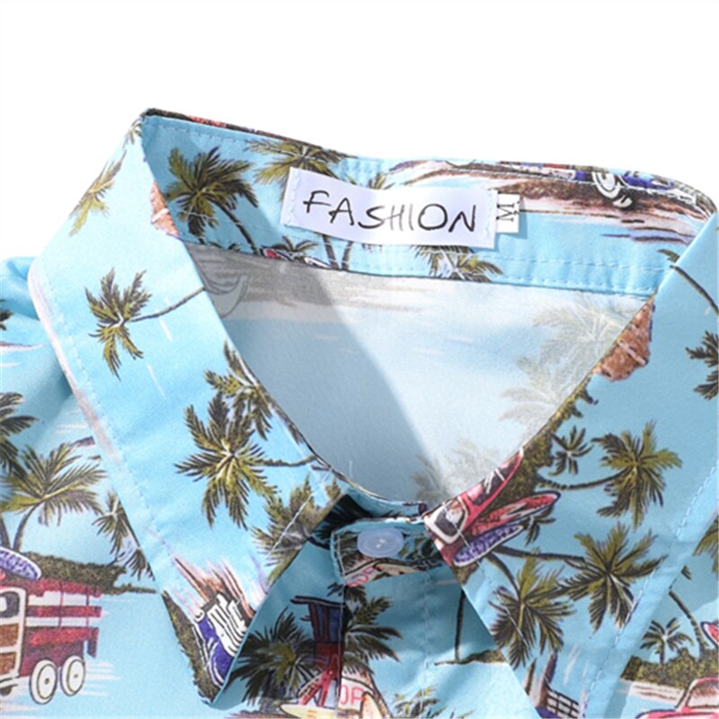 Arrival Men's Flower Shirt Hawaiian Camicias Casual Beach Wild Shirts Printed Short-sleeve Orange Blouses Tops | Vimost Shop.