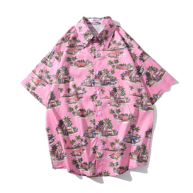 Arrival Men's Flower Shirt Hawaiian Camicias Casual Beach Wild Shirts Printed Short-sleeve Orange Blouses Tops | Vimost Shop.