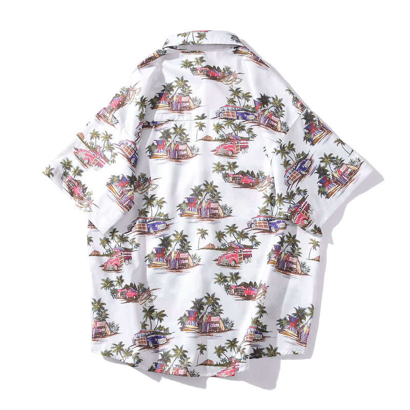 Arrival Men's Flower Shirt Hawaiian Camicias Casual Beach Wild Shirts Printed Short-sleeve Orange Blouses Tops | Vimost Shop.