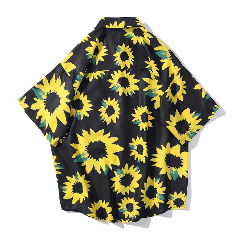 Flowers Shirt Hawaiian Casual Beach Shirts Summer Hip Hop Street Black White Pink Short Sleeve Tops Tees | Vimost Shop.