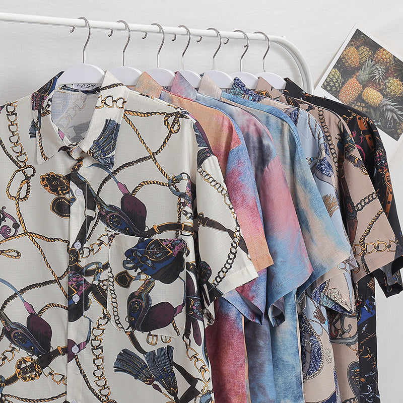 Fashion Brand Graphics Print Hawaiian Shirt Casual Vacation Beach Shirts Summer Hip Hop Short Sleeve Male Tops Tees | Vimost Shop.