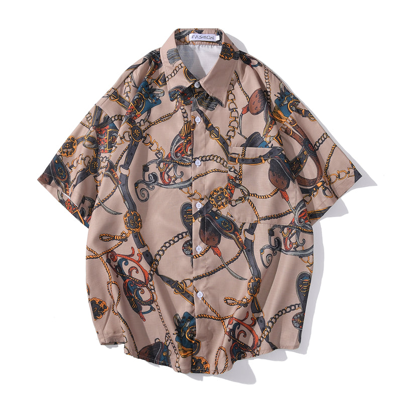 Fashion Brand Graphics Print Hawaiian Shirt Casual Vacation Beach Shirts Summer Hip Hop Short Sleeve Male Tops Tees | Vimost Shop.