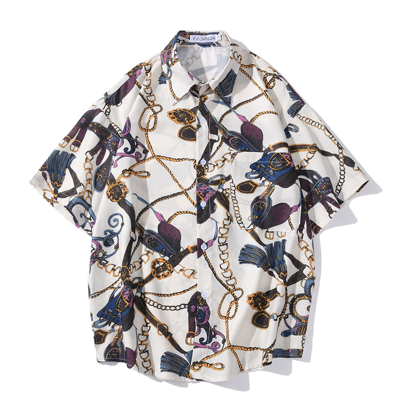 Fashion Brand Graphics Print Hawaiian Shirt Casual Vacation Beach Shirts Summer Hip Hop Short Sleeve Male Tops Tees | Vimost Shop.