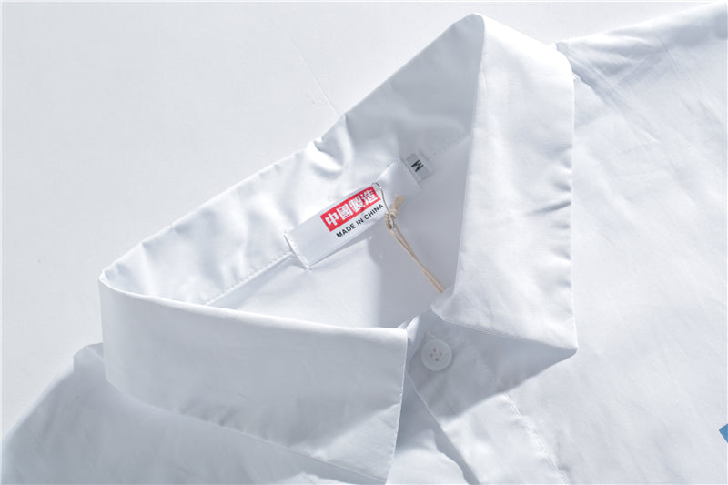 Japanese Style Cat Print White Shirts Mens Casual Short Sleeve Shirt Male Fashion Cotton Shirts Tops Clothing | Vimost Shop.