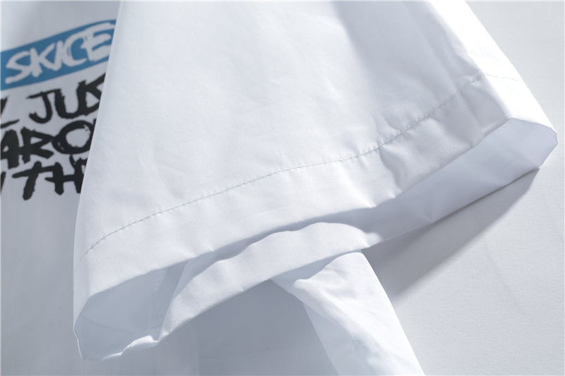 Japanese Style Cat Print White Shirts Mens Casual Short Sleeve Shirt Male Fashion Cotton Shirts Tops Clothing | Vimost Shop.