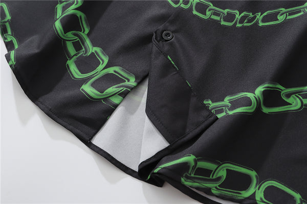 New Designer Iron Chain Print Short Sleeve Cool Shirt Summer Men Casual Hip Hop Streetwear Oversized Black Shirt | Vimost Shop.