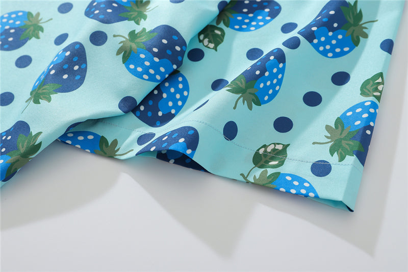 Strawberry Print Harajuku Shirt Mens Hip Hop Streetwear Hawaiian Shirt Fashion Oversized Short Sleeve Korean Red Tops | Vimost Shop.