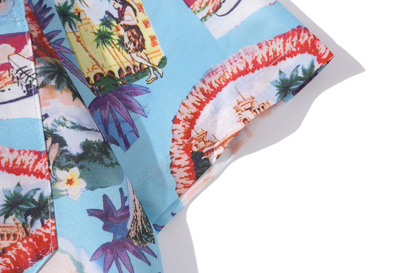 Summer Korean Flower Shirt Fashion Beach Holiday Pink Shirt Casual Mens Short Sleeve Hawaiian Shirts | Vimost Shop.