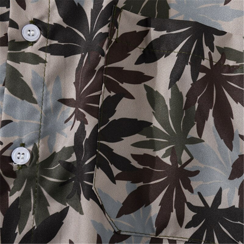 Hip Hop Shirts Men Women Leaves Print Hawaiian Trend Casual Streetwear Shirt Harajuku Short Sleeve Tops | Vimost Shop.