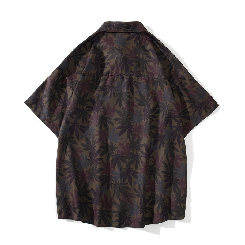 Hip Hop Shirts Men Women Leaves Print Hawaiian Trend Casual Streetwear Shirt Harajuku Short Sleeve Tops | Vimost Shop.