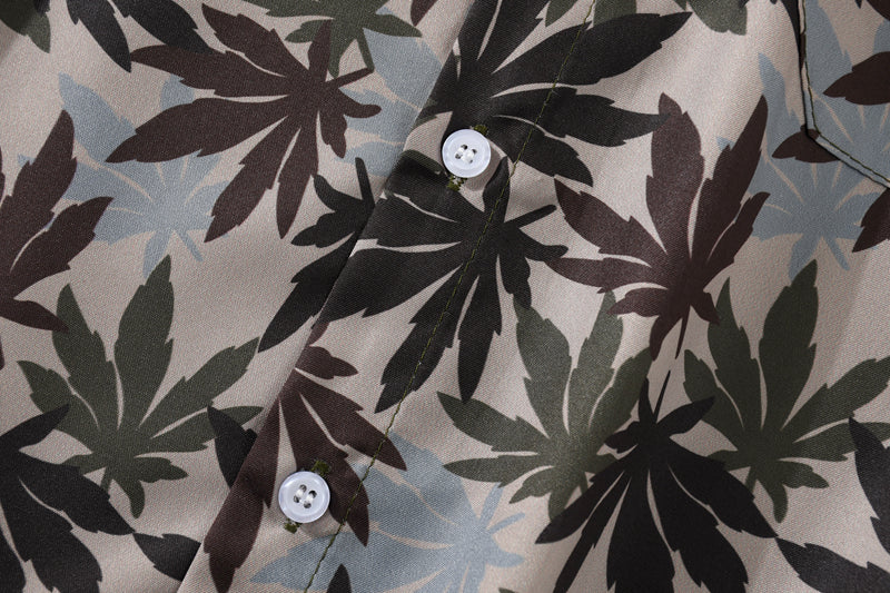 Hip Hop Shirts Men Women Leaves Print Hawaiian Trend Casual Streetwear Shirt Harajuku Short Sleeve Tops | Vimost Shop.