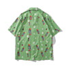 Hip Hop Print Holiday Shirts Short Sleeve Summer Beach Streetwear Green Hawaiian Shirts Men Casual Harajuku Aloha Shirt | Vimost Shop.