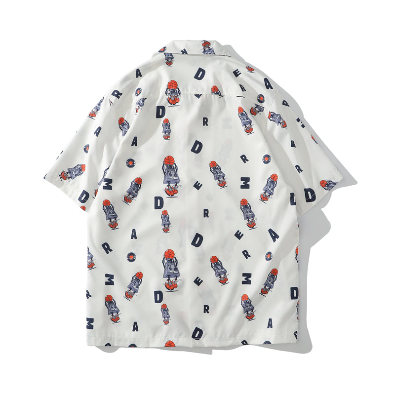 Hip Hop Print Holiday Shirts Short Sleeve Summer Beach Streetwear Green Hawaiian Shirts Men Casual Harajuku Aloha Shirt | Vimost Shop.