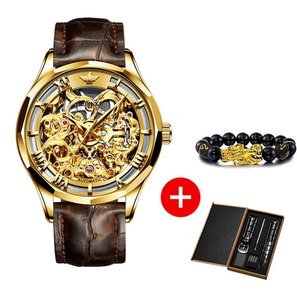 Luxury Men Automatic Mechanical Watch Skeleton Tungsten Steel Waterproof Self-Wind Sapphire Glass Wristwatch | Vimost Shop.