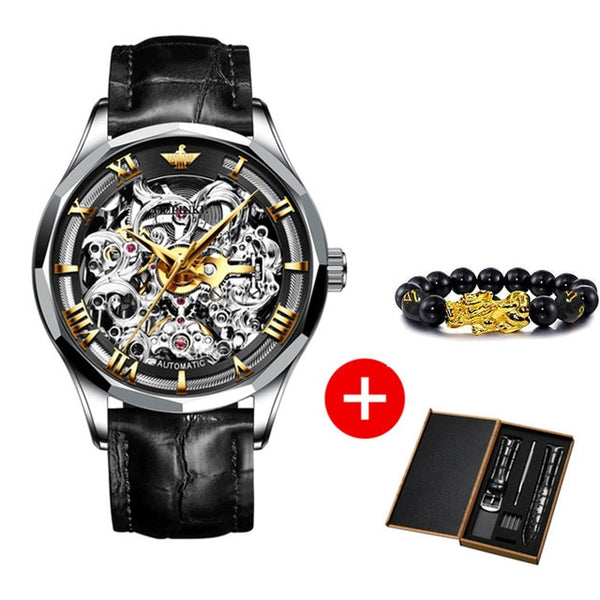 Luxury Men Automatic Mechanical Watch Skeleton Tungsten Steel Waterproof Self-Wind Sapphire Glass Wristwatch | Vimost Shop.