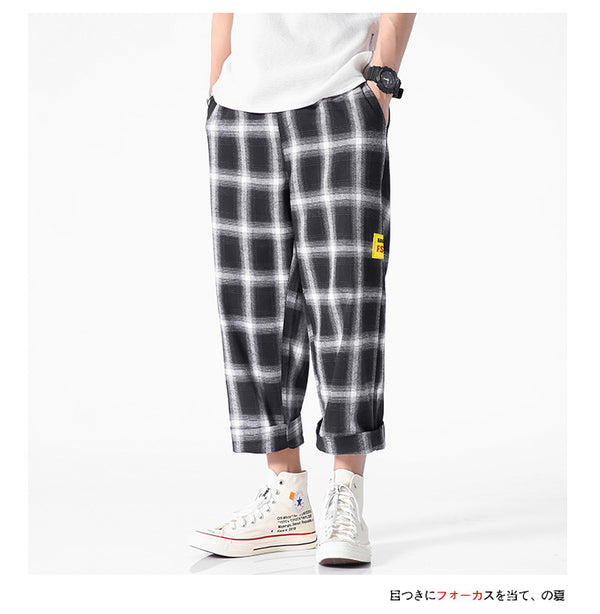 Men's  Joggers  Plaid Pants Man Black Cotton Comfortable Pant Summer Casual Streetwear Loose Trouser Japanese Trendy Sweatpants | Vimost Shop.