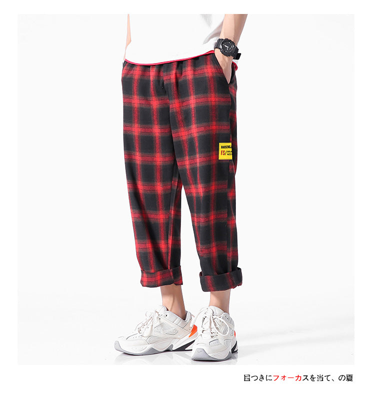 Men's  Joggers  Plaid Pants Man Black Cotton Comfortable Pant Summer Casual Streetwear Loose Trouser Japanese Trendy Sweatpants | Vimost Shop.