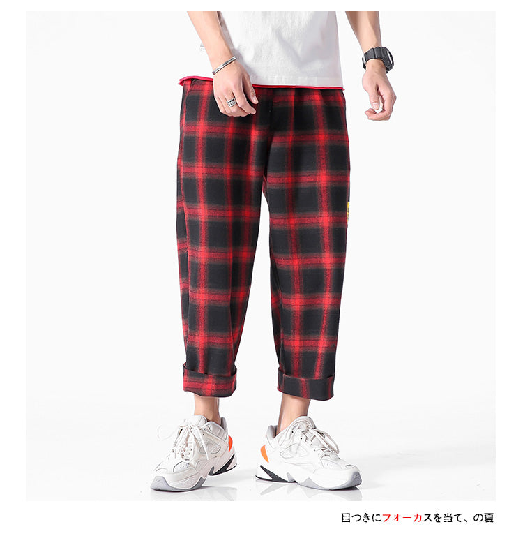 Men's  Joggers  Plaid Pants Man Black Cotton Comfortable Pant Summer Casual Streetwear Loose Trouser Japanese Trendy Sweatpants | Vimost Shop.