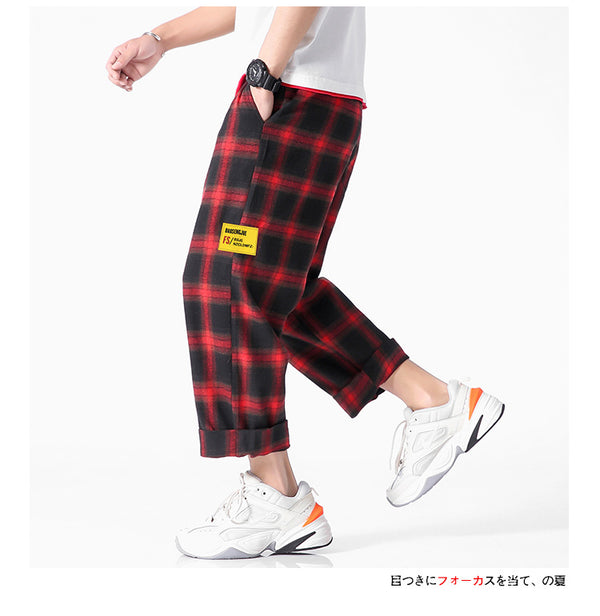 Men's  Joggers  Plaid Pants Man Black Cotton Comfortable Pant Summer Casual Streetwear Loose Trouser Japanese Trendy Sweatpants | Vimost Shop.