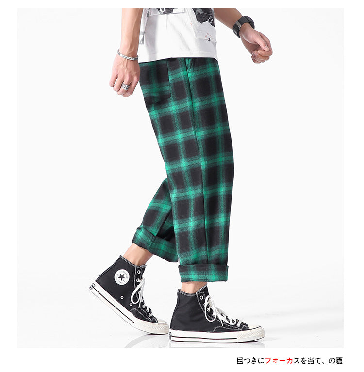 Men's  Joggers  Plaid Pants Man Black Cotton Comfortable Pant Summer Casual Streetwear Loose Trouser Japanese Trendy Sweatpants | Vimost Shop.
