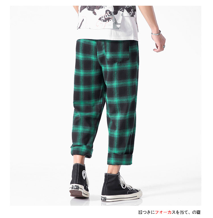 Men's  Joggers  Plaid Pants Man Black Cotton Comfortable Pant Summer Casual Streetwear Loose Trouser Japanese Trendy Sweatpants | Vimost Shop.