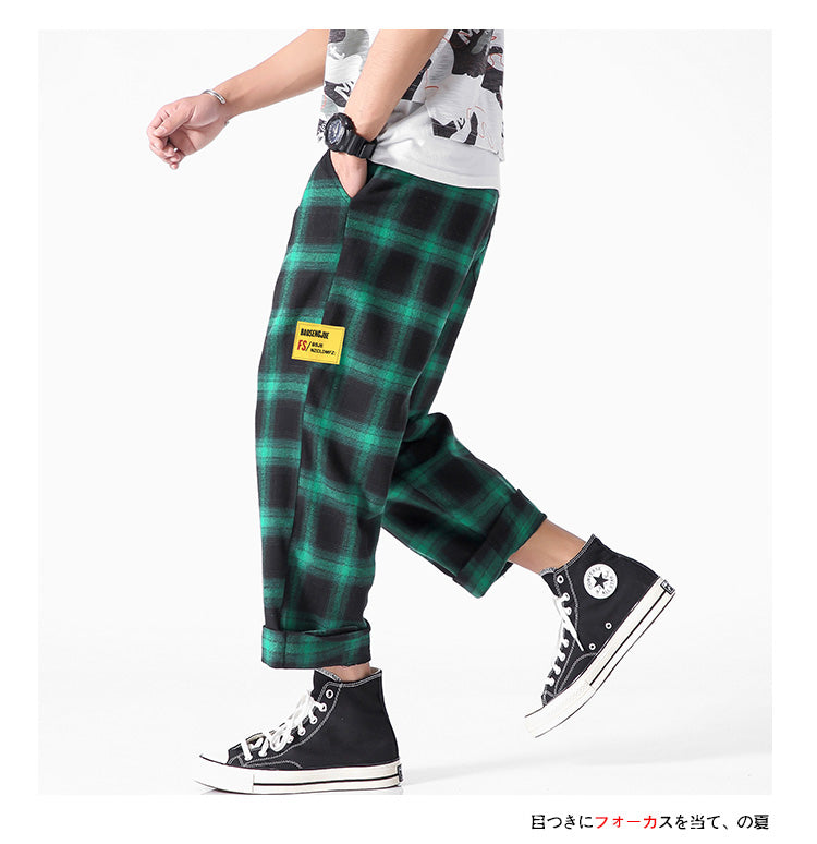 Men's  Joggers  Plaid Pants Man Black Cotton Comfortable Pant Summer Casual Streetwear Loose Trouser Japanese Trendy Sweatpants | Vimost Shop.