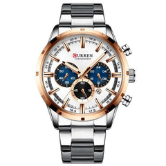 New Fashion Mens Watches With Stainless Steel Top Brand Luxury Sport Chronograph Quartz Watch Men