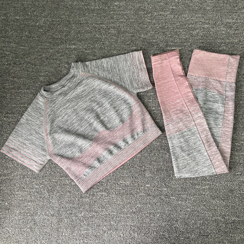Autumn Yoga set Women Gym Clothes Seamless Fitness Sportswear Tracksuit Short Sleeve Top Leggings Pants Workout Clothing Outfits | Vimost Shop.