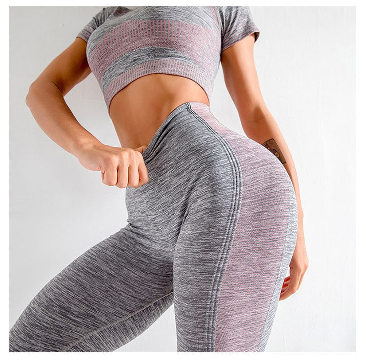 Autumn Yoga set Women Gym Clothes Seamless Fitness Sportswear Tracksuit Short Sleeve Top Leggings Pants Workout Clothing Outfits | Vimost Shop.