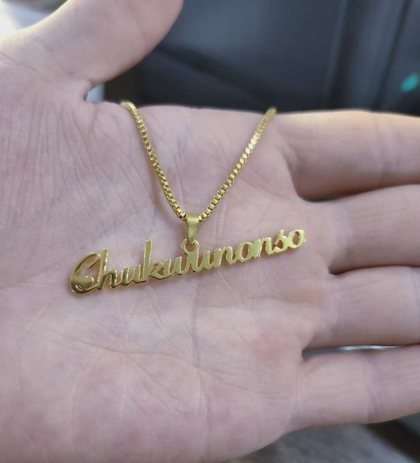 Gold Box Chain Custom Jewelry Personalized Name Pendant Necklace Handmade Cursive Nameplate Choker Women Men Bijoux BFF Gift | Vimost Shop.