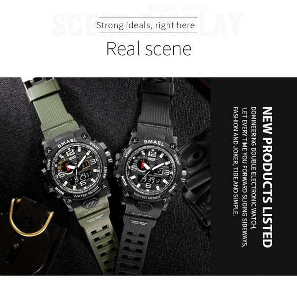 Men Military Watch 50m Waterproof Wristwatch LED Quartz Clock Sport Watch Male relogios masculino Sport Watch Men S Shock | Vimost Shop.