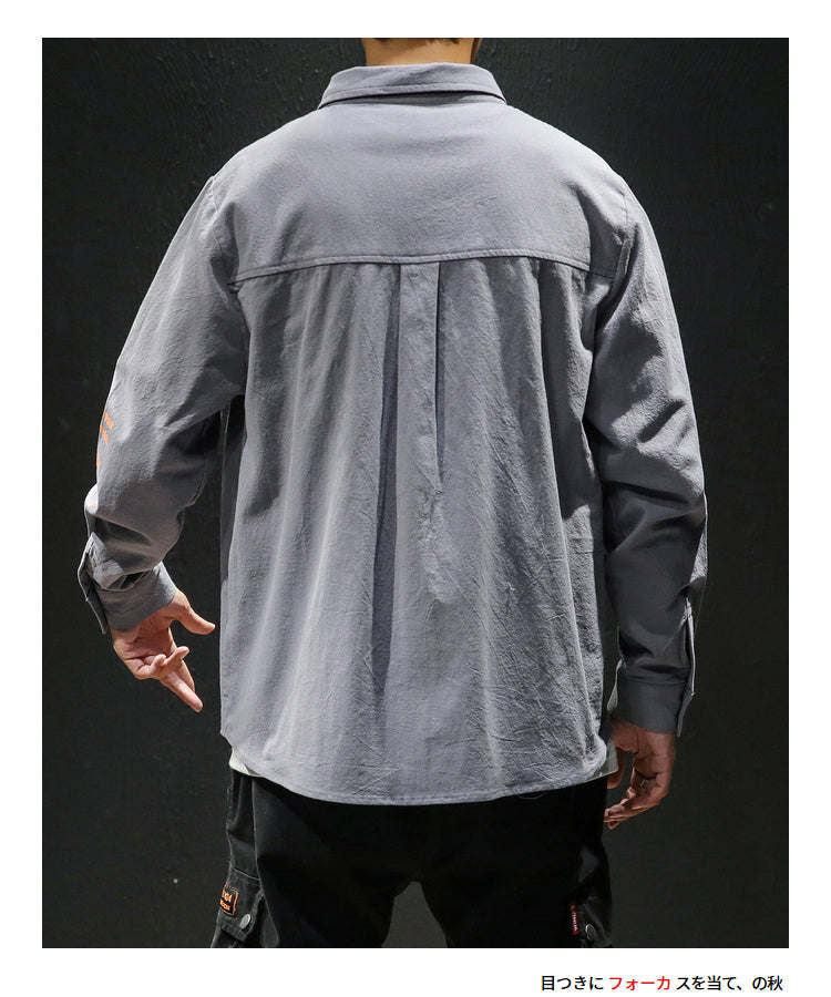 White Cotton Cargo Shirt Men Autumn Fashions Streetwear Casual Tops Male Letter Print Long Sleeve Military PLUS SIZE Shirts 5XL | Vimost Shop.