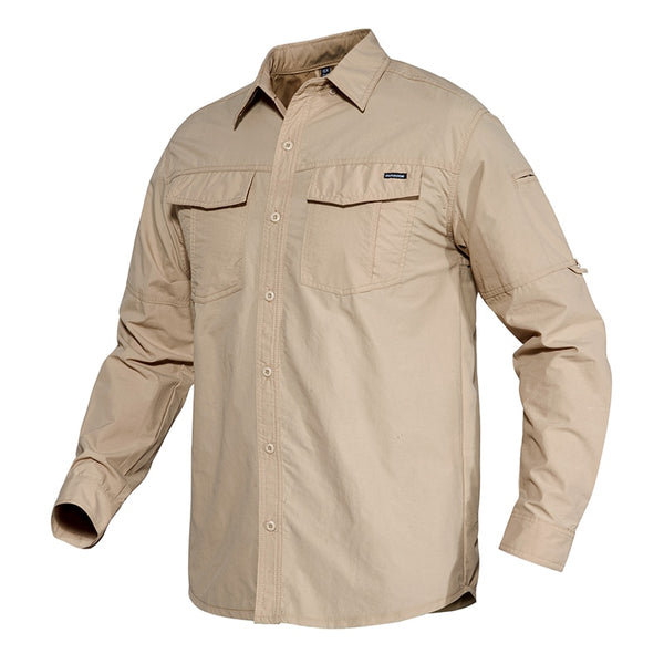 Summer Cargo Work Shirts Men Safari Military Tactical Shirts Long Sleeve Button Down Performance Shirts Airsoft Clothes | Vimost Shop.