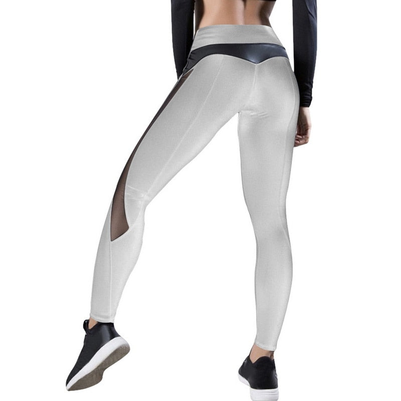Full Length Workout Leggings With Pocket Women High Waist Mesh Patchwork Yoga Pants Fitness Gym Exercise Sport Pants | Vimost Shop.